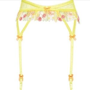 For Love And Lemons Yellow Floral Garter Belt
